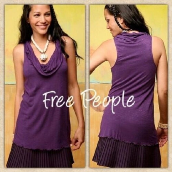 Free People Dresses & Skirts - Free People Purple Slub Pairisian Cowl Neck Dress